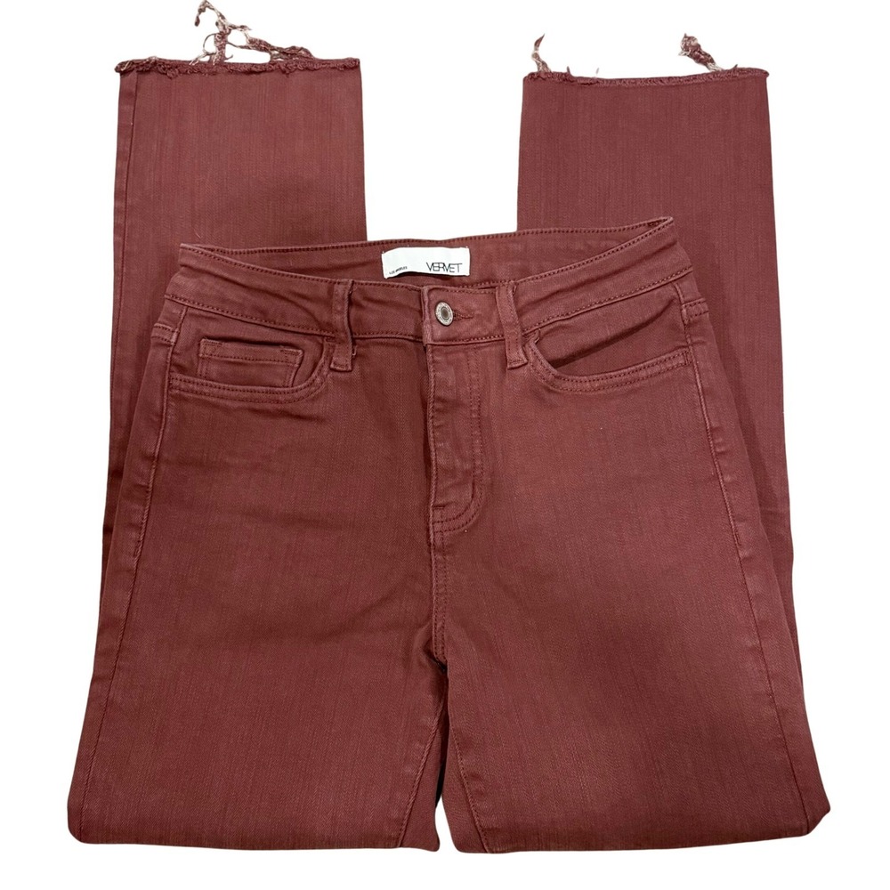 VERVET Womens Straight Leg Jeans in Rust